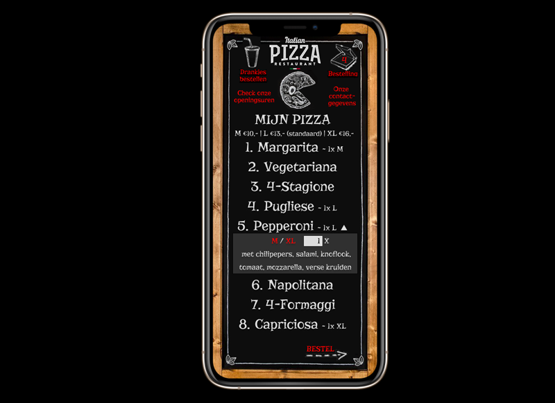 Pizza app op iPhone