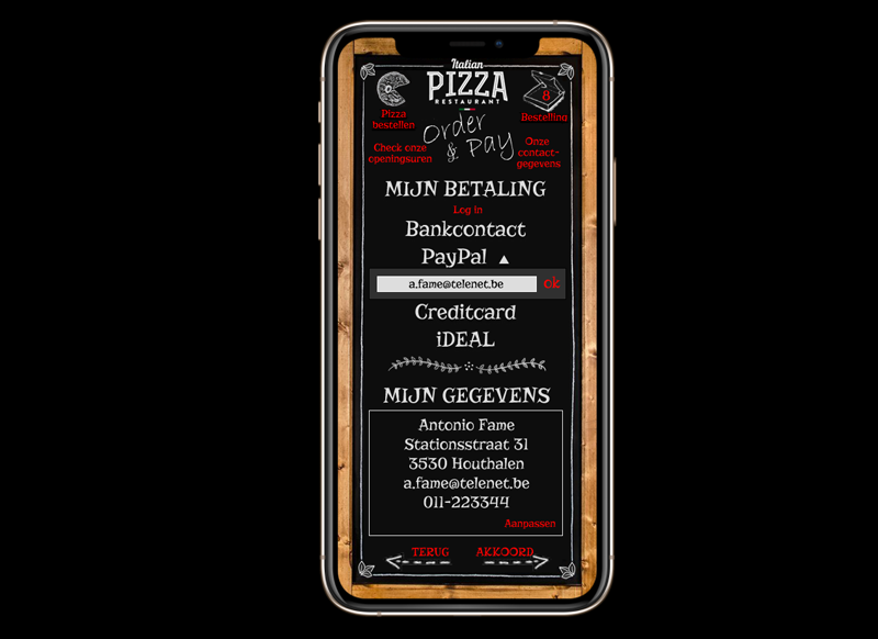 Pizza app op iPhone